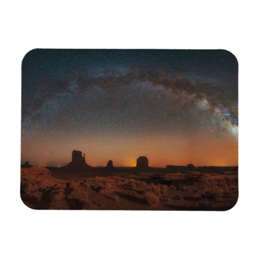 砂漠 |砂漠の風景を越えた星空 マグネット (横)