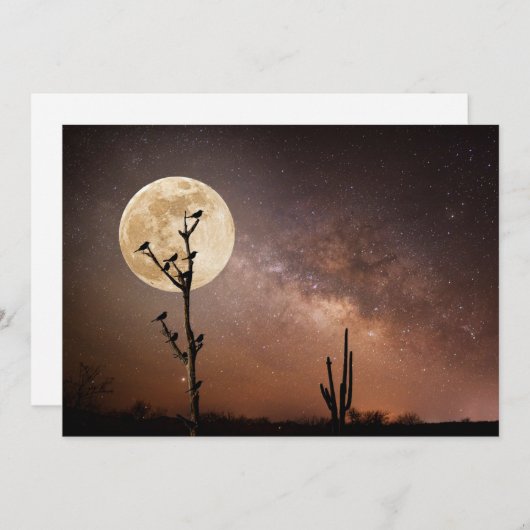 砂漠 砂漠の鳥とサグアーロ サンキューカード (正面/裏面)