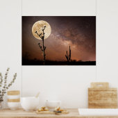 砂漠 砂漠の鳥とサグアーロ ポスター (キッチン)