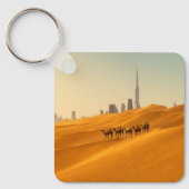 砂漠 | Dubai's Skyline View with Camels キーホルダー (正面)