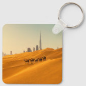 砂漠 | Dubai's Skyline View with Camels キーホルダー (裏面)