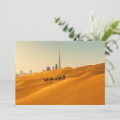 砂漠 | Dubai's Skyline View with Camels サンキューカード (スタンド正面)
