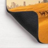 砂漠 | Dubai's Skyline View with Camels マウスパッド (コーナー)