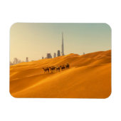 砂漠 | Dubai's Skyline View with Camels マグネット (横)