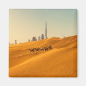 砂漠 | Dubai's Skyline View with Camels マグネット (正面)