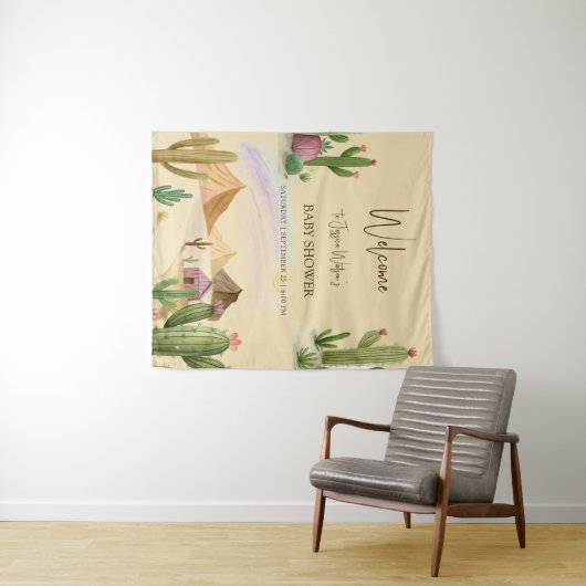 砂漠OhサボボーイBohoアーチ赤ちゃんシャワー タペストリー (インサイチュ(横))