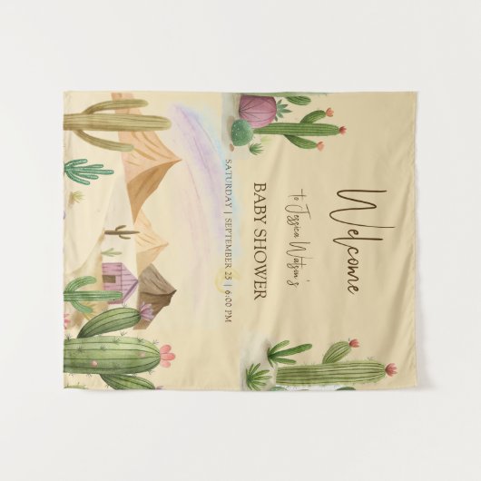 砂漠OhサボボーイBohoアーチ赤ちゃんシャワー タペストリー (正面(横))