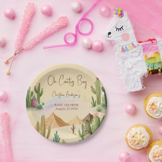 砂漠OhサボボーイBohoアーチ赤ちゃんシャワー ペーパープレート (パーティー)