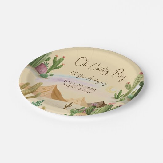 砂漠OhサボボーイBohoアーチ赤ちゃんシャワー ペーパープレート (アングル)