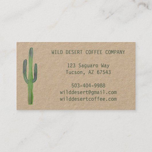 砂漠Saguaroサボスウォーターカラーユニークボホクラフト 名刺 (裏面)
