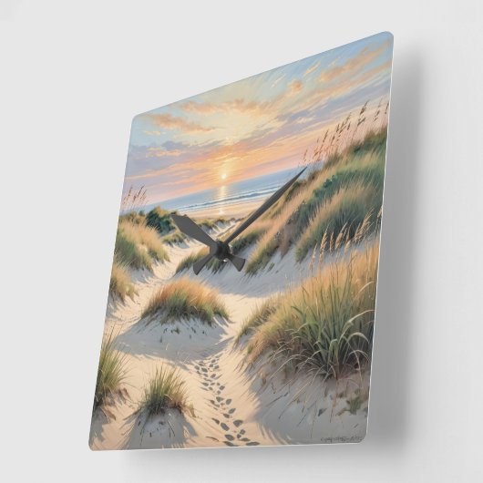 砂砂丘の足跡 スクエア壁時計 (傾斜)