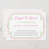 砂糖およびスパイスの双生児のベビーシャワーの招待状 招待状 (正面/裏面)