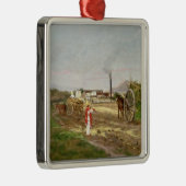 砂糖きびを集めている小作人 メタルオーナメント (右)