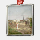 砂糖きびを集めている小作人 メタルオーナメント (左)