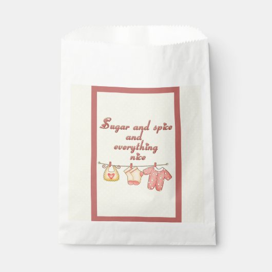 砂糖とスパイスとすべての素敵な赤ちゃんシャワー フェイバーバッグ (正面)