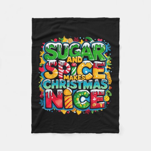 砂糖とスパイスはクリスマスを素敵なレトロのクリスマス フリースブランケット (正面)