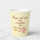 砂糖とスパイスイエローとピンクの赤ちゃんシャワー 紙コップ (裏面)