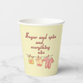 砂糖とスパイスイエローとピンクの赤ちゃんシャワー 紙コップ (正面)