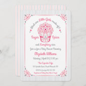 砂糖とスパイスカップケーキベビーガールシャワー招待状 招待状 (正面/裏面)