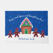 砂糖とスパイスジンジャーブレッドパーソナライズされたクリスマス ドアマット (正面)