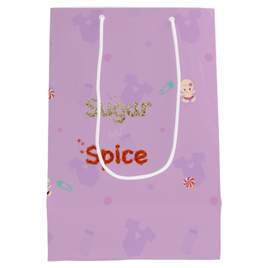 砂糖とスパイスベビーガールシャワーレイエット ミディアムペーパーバッグ (裏面)