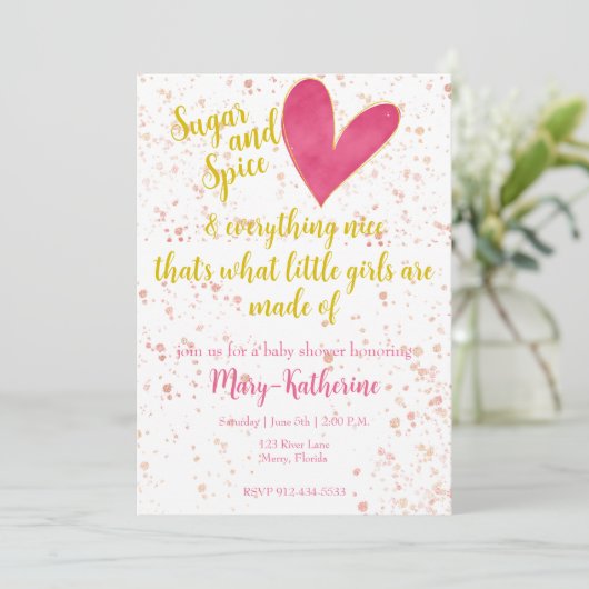 砂糖とスパイスベビーガールベビーシャワー 招待状 (スタンド正面)