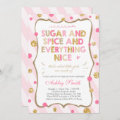 砂糖とスパイスベビーシャワー招待状ガールピンク 招待状 (正面/裏面)