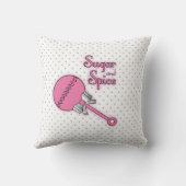 砂糖とスパイス水玉模様ラトルベビー名 クッション (裏面)