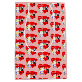 砂糖とスパイス – 古いバファッションドレンタインカードアート ミディアムペーパーバッグ