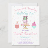 砂糖とスプリンクルズスイートトリート誕生日 招待状 (正面)