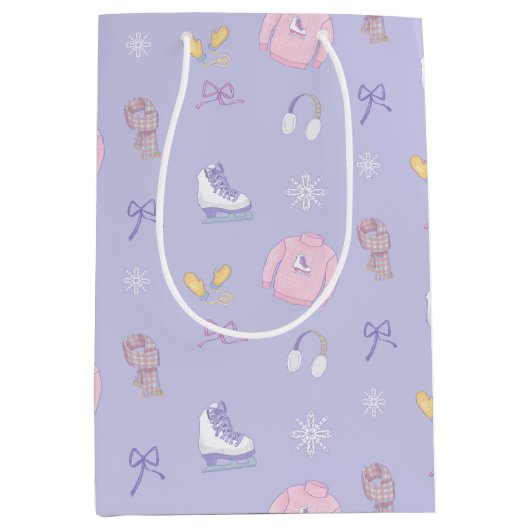 砂糖と氷の姿スケートアイススケートウィンターパープル ミディアムペーパーバッグ (正面)