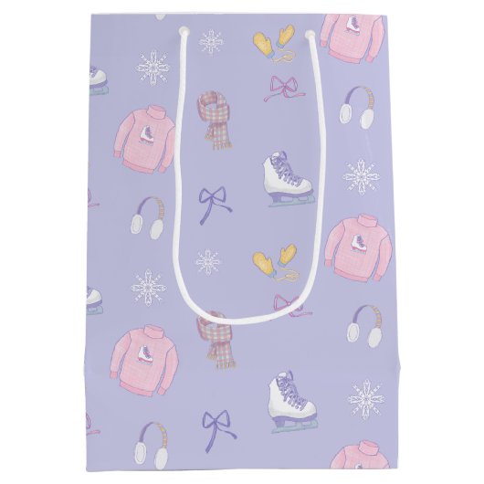 砂糖と氷の姿スケートアイススケートウィンターパープル ミディアムペーパーバッグ (裏面)