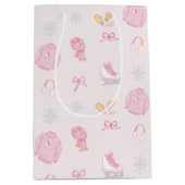 砂糖と氷の姿スケートアイススケートウィンターピンク ミディアムペーパーバッグ (正面)