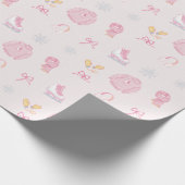 砂糖と氷の姿スケートアイススケートウィンターピンク ラッピングペーパー (角)