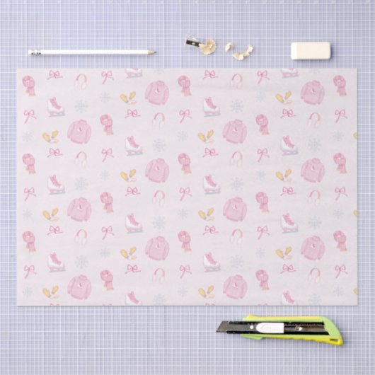 砂糖と氷の姿スケートアイススケートウィンターピンク 薄葉紙 (クラフト)