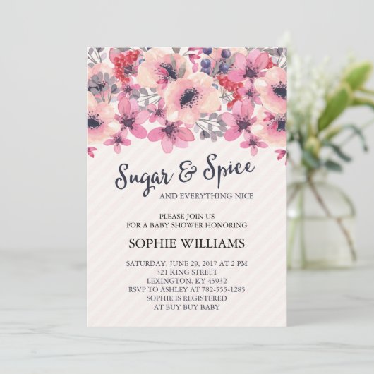砂糖と香辛料の女の子のベビーシャワー 招待状 (スタンド正面)