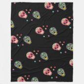 砂糖のスカルと花の死のパターンの日 フリースブランケット (正面)