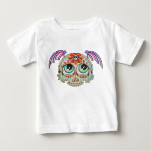 砂糖のスカルのこうもり ベビーTシャツ