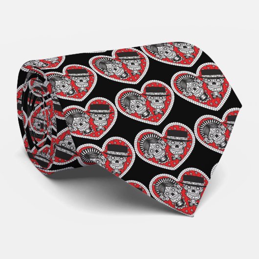 砂糖のスカルのカップル ネクタイ (ロール)