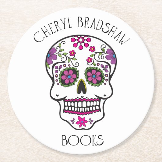 砂糖のスカルのコースター ラウンドペーパーコースター (正面)