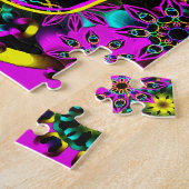 砂糖のスカルのネオンのピンク ジグソーパズル (側面)