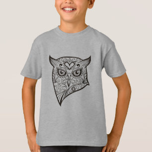 砂糖のスカルのフクロウの頭部 Tシャツ