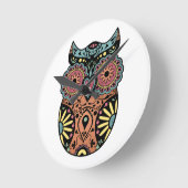 砂糖のスカルのフクロウ色 ラウンド壁時計 (傾斜)