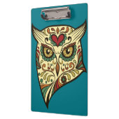 砂糖のスカルのフクロウ-入れ墨のデザイン クリップボード (左)