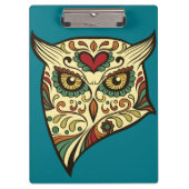 砂糖のスカルのフクロウ-入れ墨のデザイン クリップボード (正面)