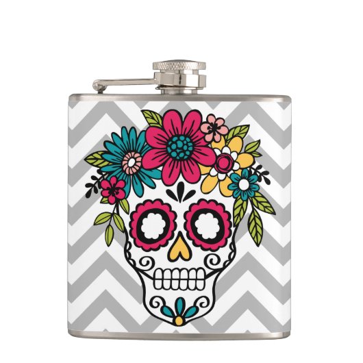 砂糖のスカルのフラスコ、死者、花の日 フラスク (正面)