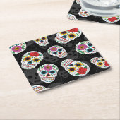 砂糖のスカルのプリントのコースター スクエアペーパーコースター (アングル)