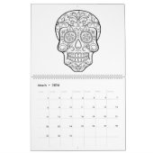 砂糖のスカルの大人の着色のカレンダー カレンダー (3月 2026)
