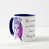 砂糖のスカルの女の子の紫色および青のグラデーション マグカップ (正面左)
