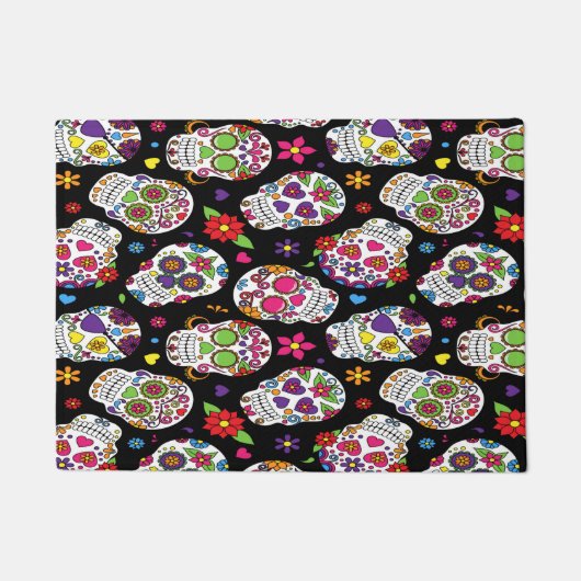 砂糖のスカルの恐く、血も凍るような脅かすこと ドアマット (正面)